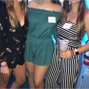 Teal Off-Shoulder romper